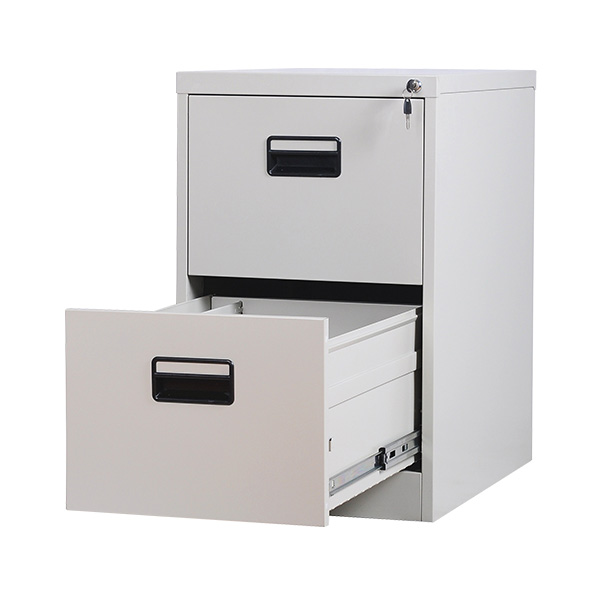 Vertical File Cabinet 2 Drawers Black Plastic Handle